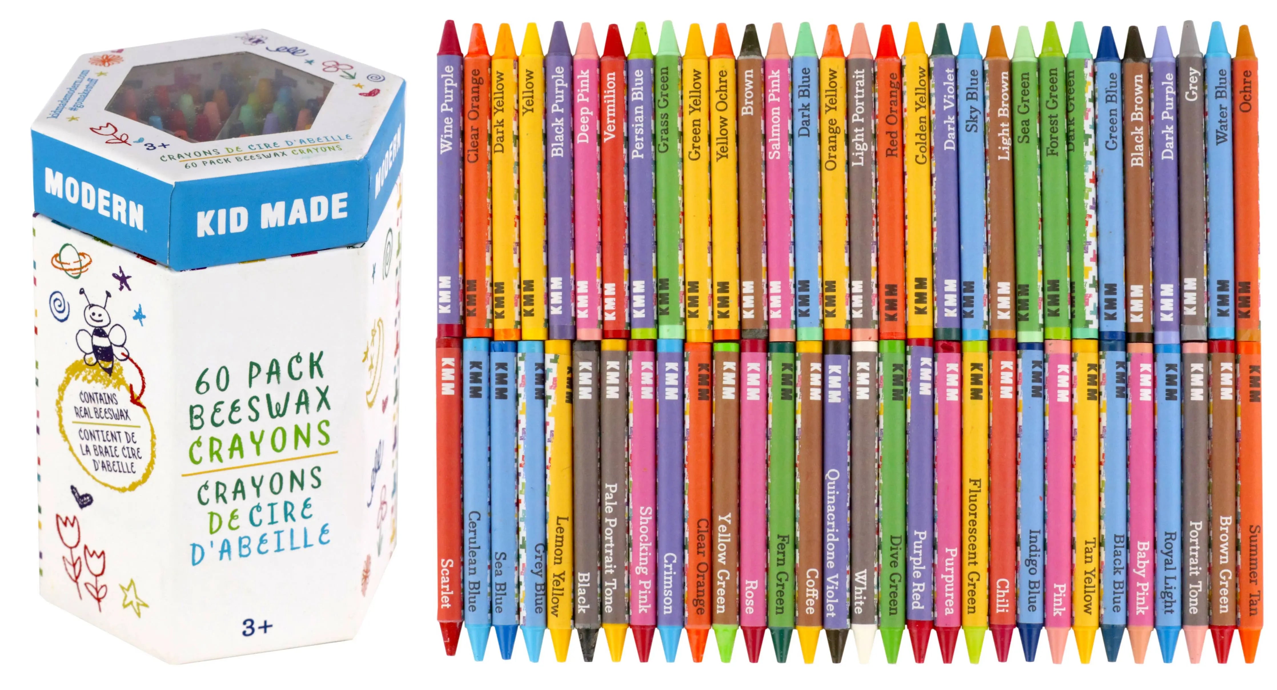 60 pack of Beeswax Crayons Kid Made Modern